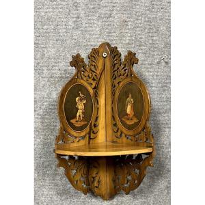 Sorrento Italy: 19th Century Openwork Wooden Corner Shelf