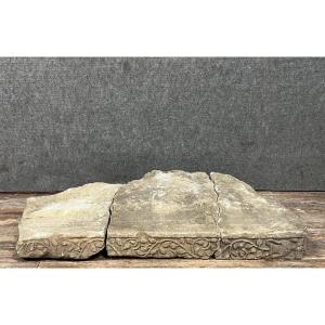 Three Medieval Stones Fully Carved On The Edge  