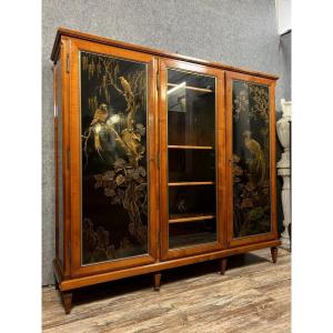 After Maison Jansen: Chinese Lacquer Bookcase In Louis XVI Style Circa 1950