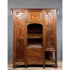 After Louis Majorelle: Nancy School Cabinet Furniture In Walnut, Art Nouveau Period, Circa 1900