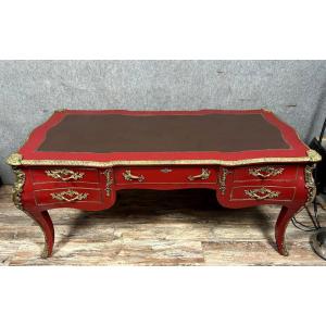 Bureau De Centre Galbé Style Louis XV En Laque Vers 1900