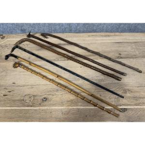 Popular Art: Six 19th Century Carved Wooden Canes  