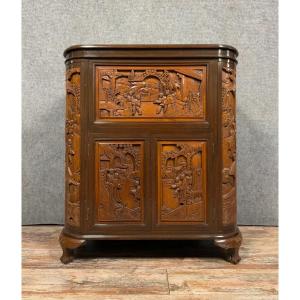 Asia 20th Century: Camphor Wood Bar Cabinet Circa 1950