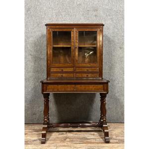 Restoration Period Mahogany Desk And Display Cabinet