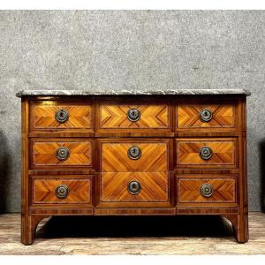 France XVIIIth: Louis XVI Period Chest Of Drawers In Noble Wood Marquetry