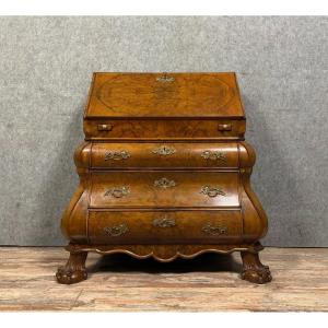 Curved Dutch Scriban Chest Of Drawers In Mahogany And Marquetry