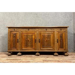 Renaissance Style Sideboard In Walnut Circa 1950