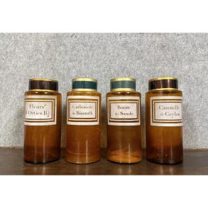 Set Of 4 Large Smoked Glass Apothecary Jars From The Napoleon III Period