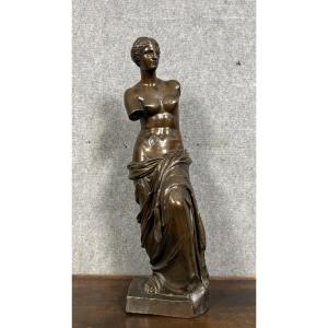 Vénus De Milo Aphrodite: Très Grande Sculpture Ancienne En Bronze Gaufré