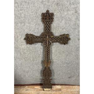 Important Calvary Cross From The Napoleon III Period In Cast Iron  