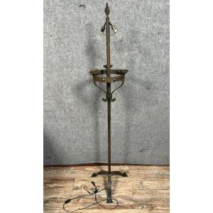 Feudal Style Cast Iron Candlestick Holder, 19th Century  