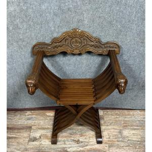 Fauteuil Dagobert Style Renaissance En Bois Sculpté époque XIXème 