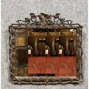 "black Forest" Mirror In Carved Wood, Napoleon III Period 