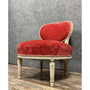 Louis XVI Style Side Chair Or "chauffeuse" In Lacquered Wood 