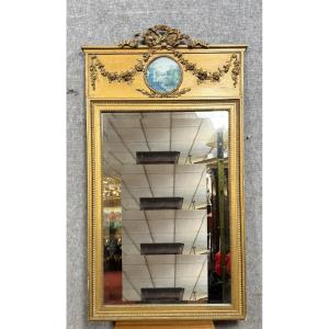 Louis XVI Style Trumeau Mirror In Gilded Wood