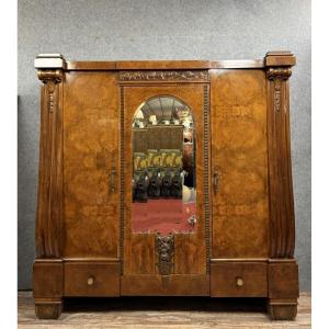 Large Art Deco Mahogany Armoire 