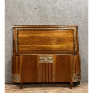 Art Deco Period Basket Bed In Walnut And Chiseled Bronze 