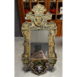 Miroir En Verre églomisé à Décor De Rinceaux Et Courses De Branchages Fleuris 