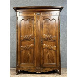 Charolais Louis XV Period Wardrobe In Solid Walnut 