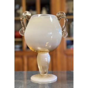 Murano : Grand Calice En Verre Soufflé 