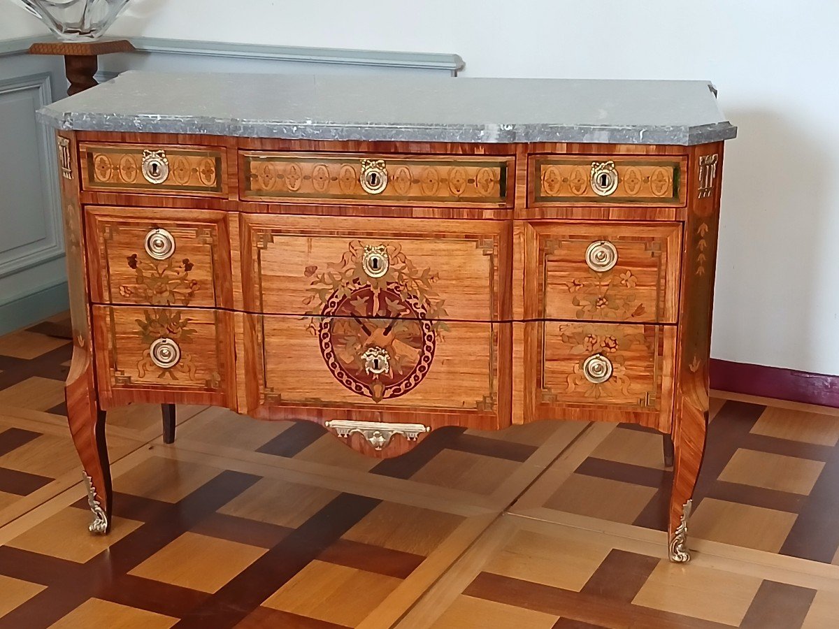 Louis XV-louis XVI Transition Period Chest Of Drawers Attributed To Louis Aubry -photo-2