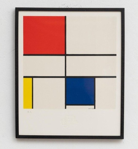 Lithographie-piet Mondrian (1872-1944), Numéro 182/250 Avec Certificat d'Authenticité 