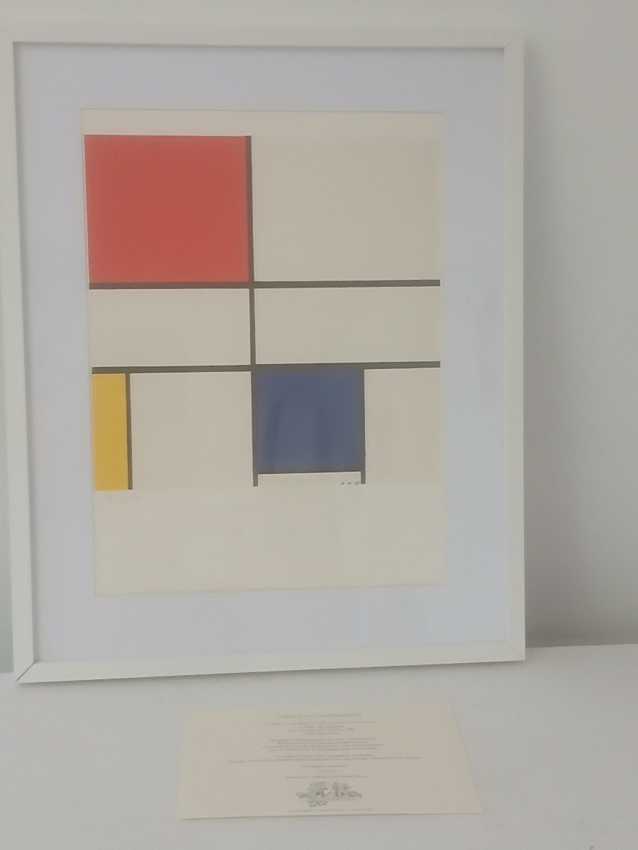 Lithograph By Piet Mondrian (1872-1944), Number 182/250 With Certificate Of Authenticity -photo-2