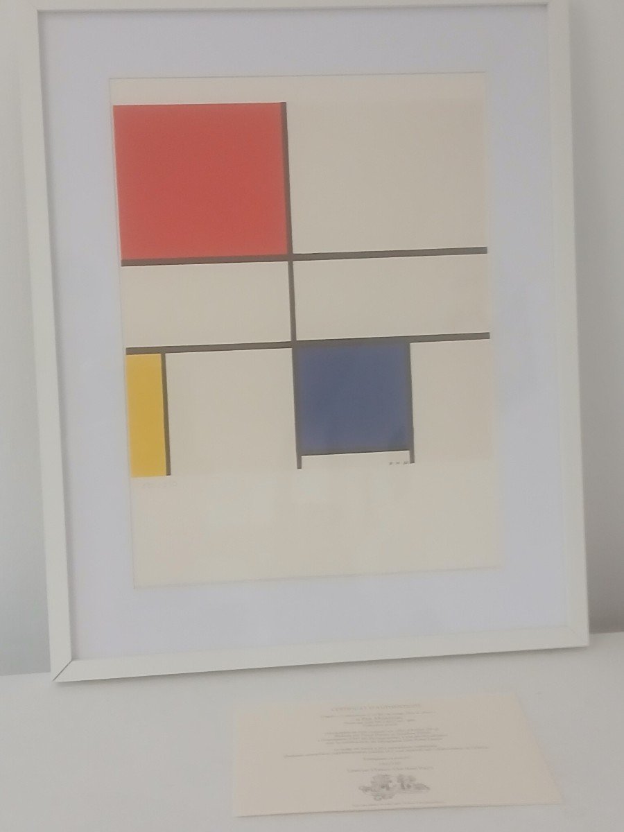 Lithograph By Piet Mondrian (1872-1944), Number 182/250 With Certificate Of Authenticity -photo-3