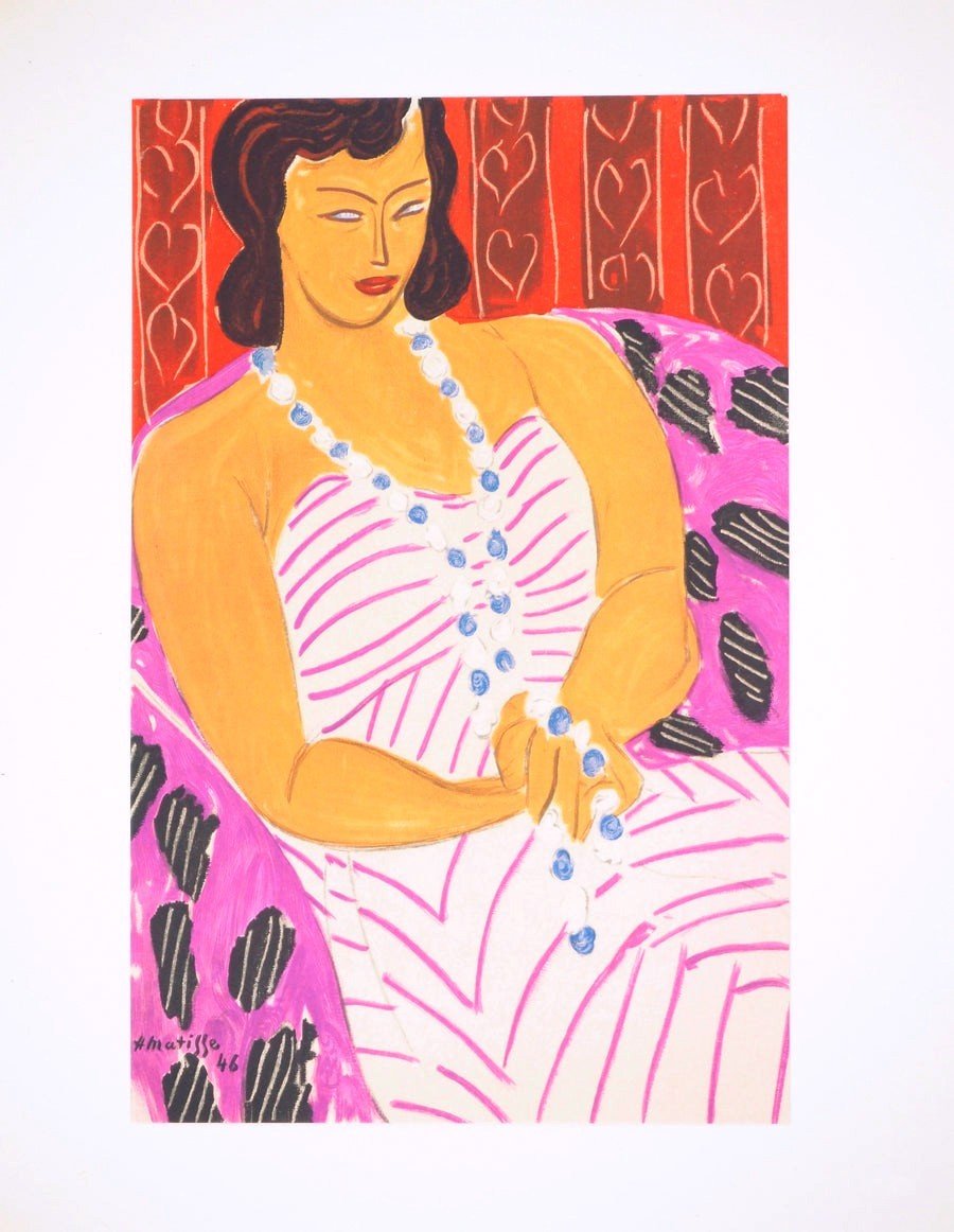 Lithographie Henri Matisse (d'après) Dame à La Robe Blanche 