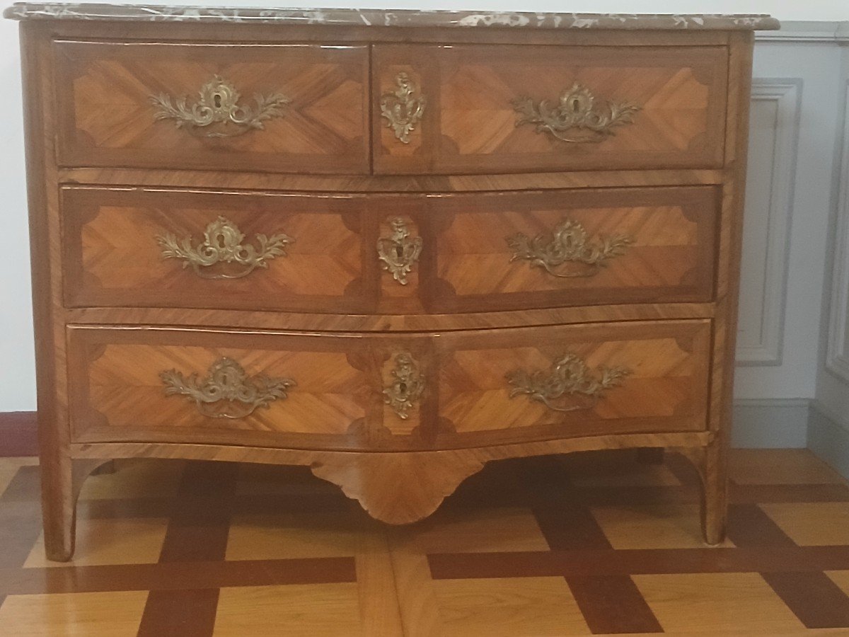 Commode d'époque Louis XV,  18ème,  Trace d'Estampille "la"-photo-2