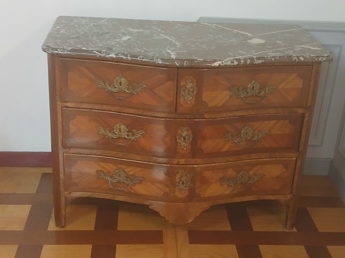 Commode d'époque Louis XV,  18ème,  Trace d'Estampille "la"-photo-3