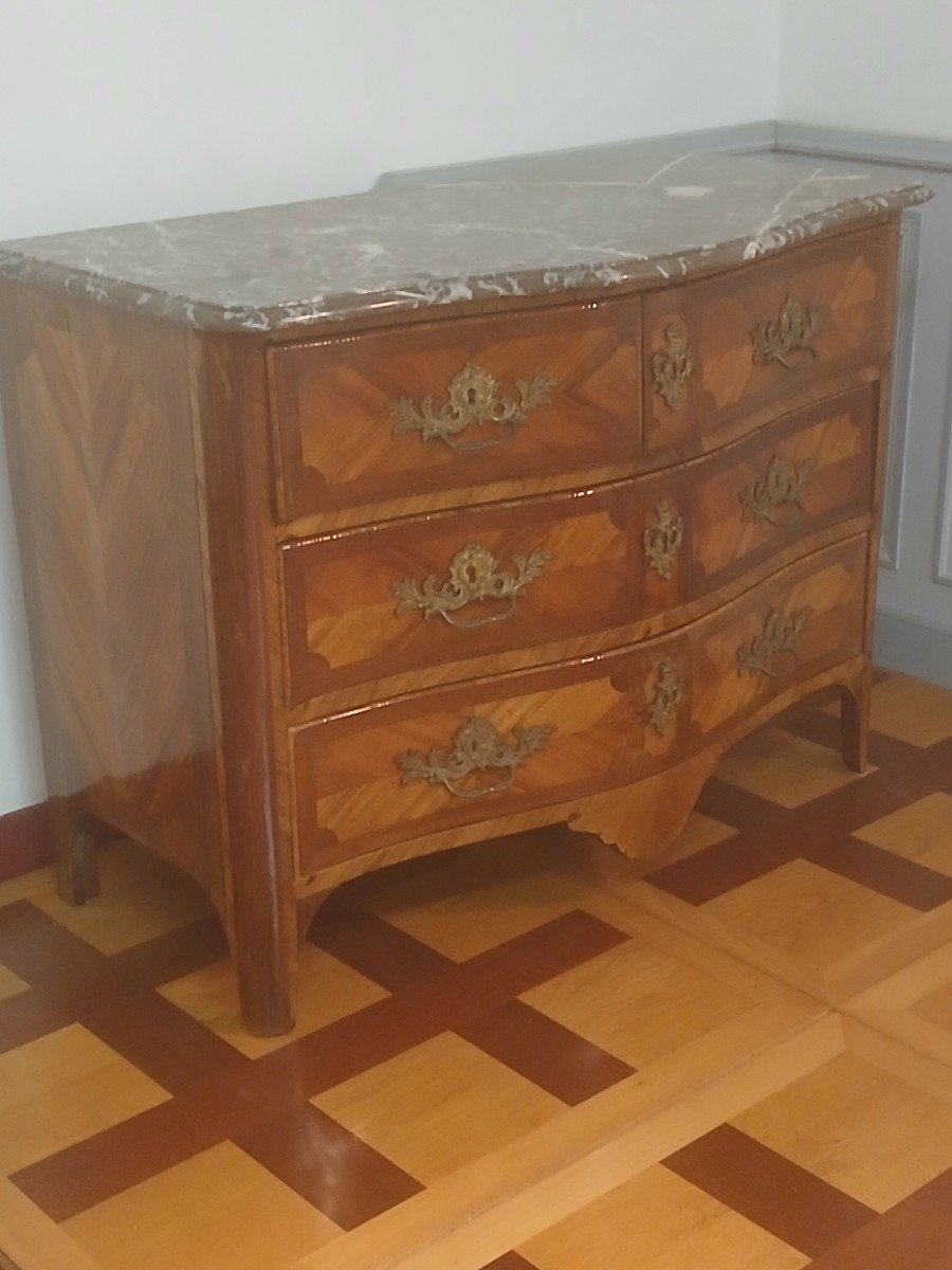 Commode d'époque Louis XV,  18ème,  Trace d'Estampille "la"-photo-4