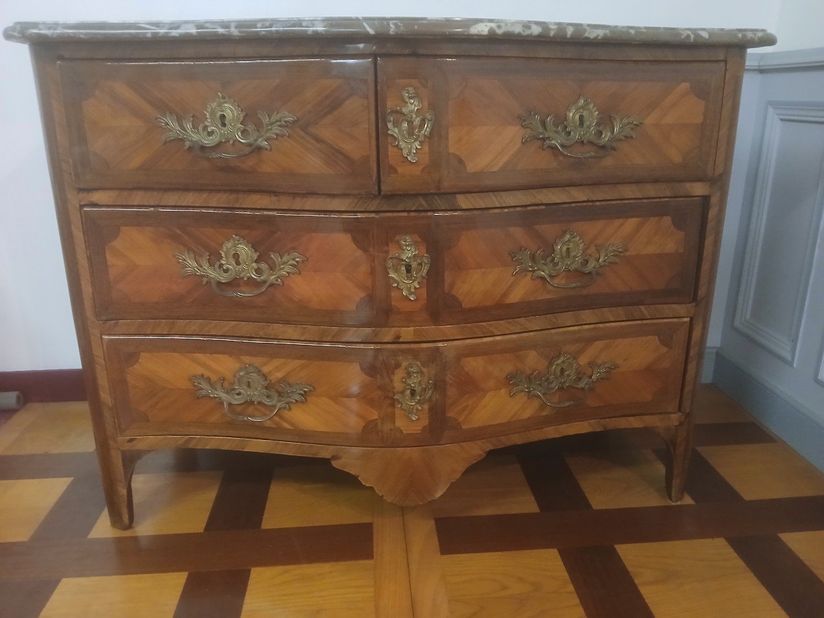 Commode d'époque Louis XV,  18ème,  Trace d'Estampille "la"-photo-3