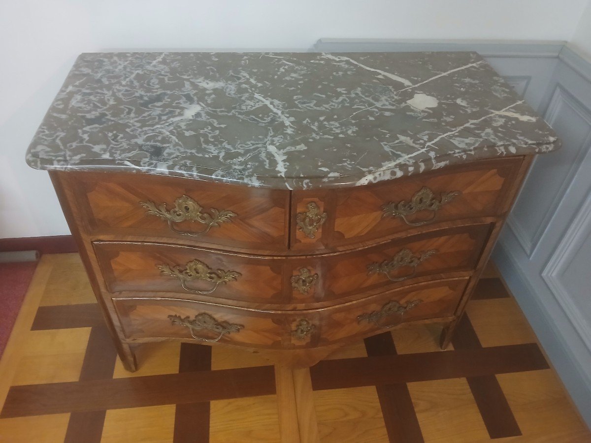 Commode d'époque Louis XV,  18ème,  Trace d'Estampille "la"-photo-4