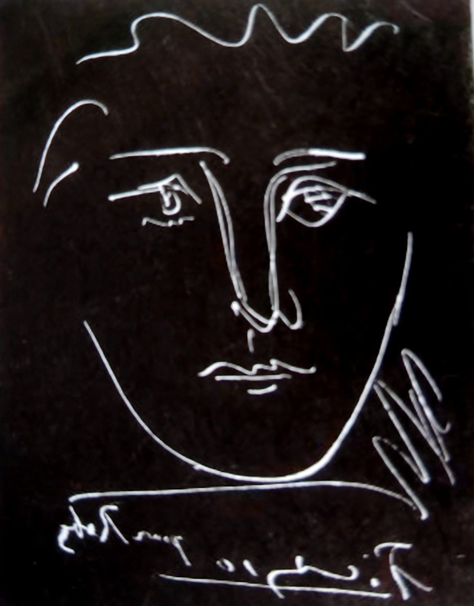 Gravure-pablo Picasso (d'après)-visage Pour Roby-édition Limitée 1000