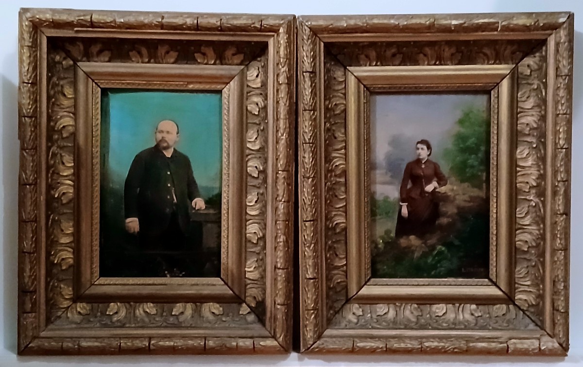 Pair Of Portraits - 19th Century 