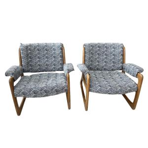 Pair Of Baumann Diamant Armchairs 