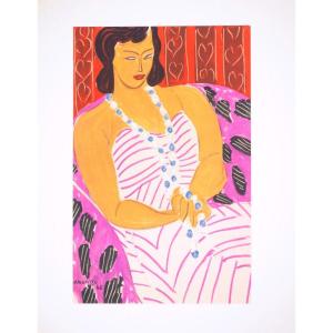 Lithographie Henri Matisse (d'après) Dame à La Robe Blanche 