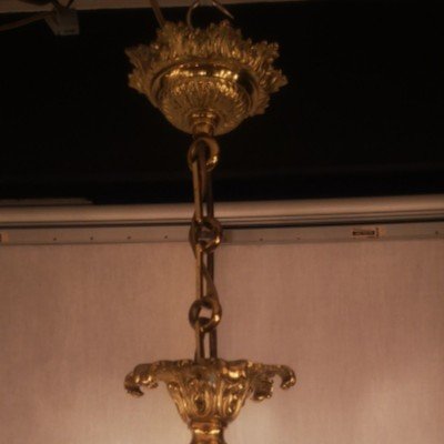 Louis XV Style Hall Lantern In Gilt Bronze And Crystal Globe Circa 1920...-photo-1