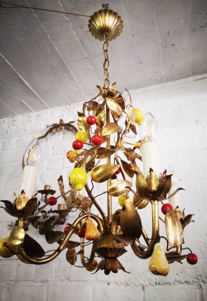 Italian Chandelier From Maison Banci "tutti Fruti" Circa 1960...-photo-3