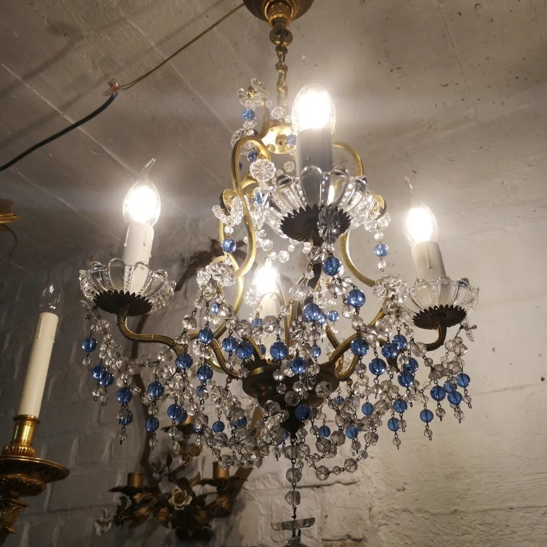 French Romantic Baroque Style Light Fixture Circa 1950-photo-1