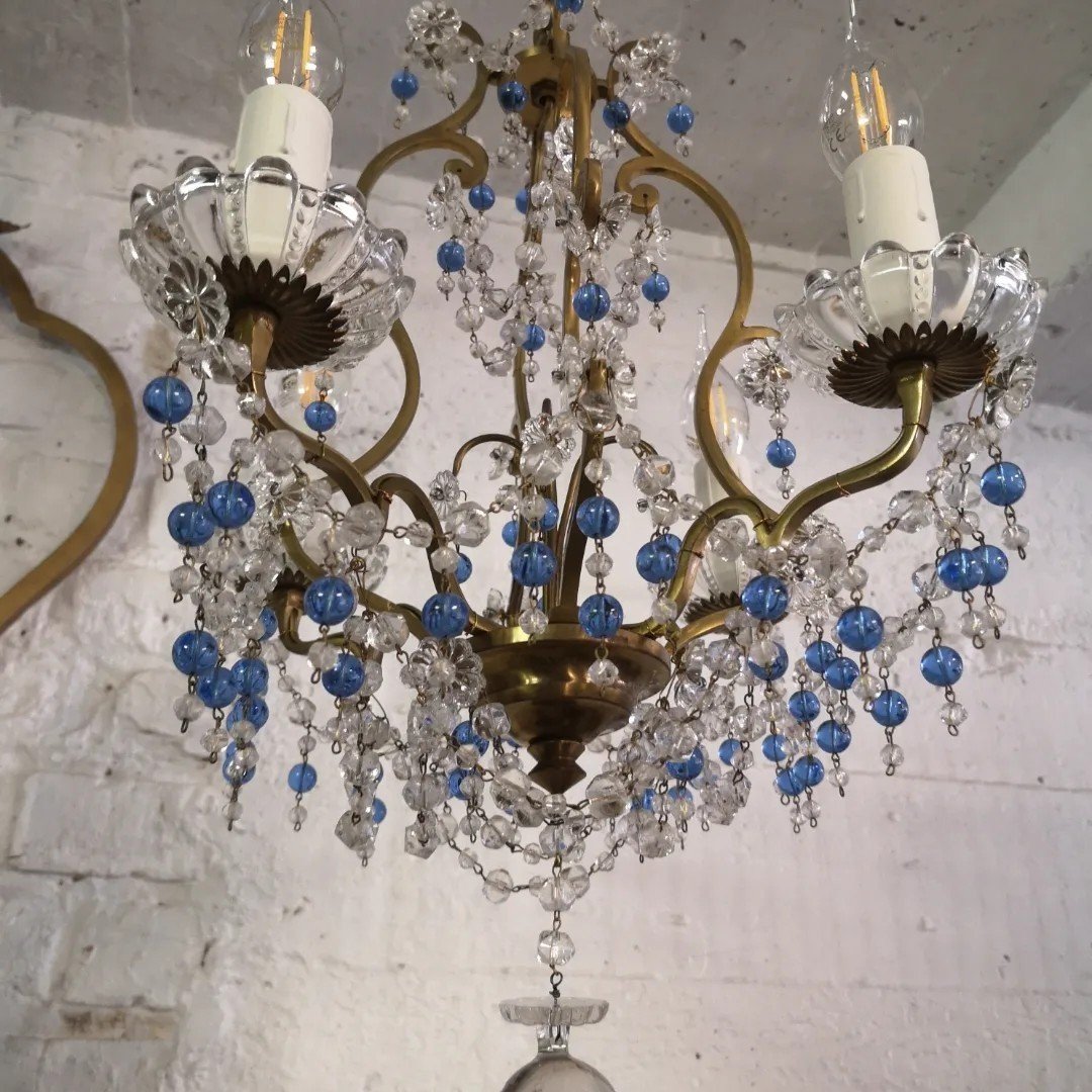 French Romantic Baroque Style Light Fixture Circa 1950-photo-5