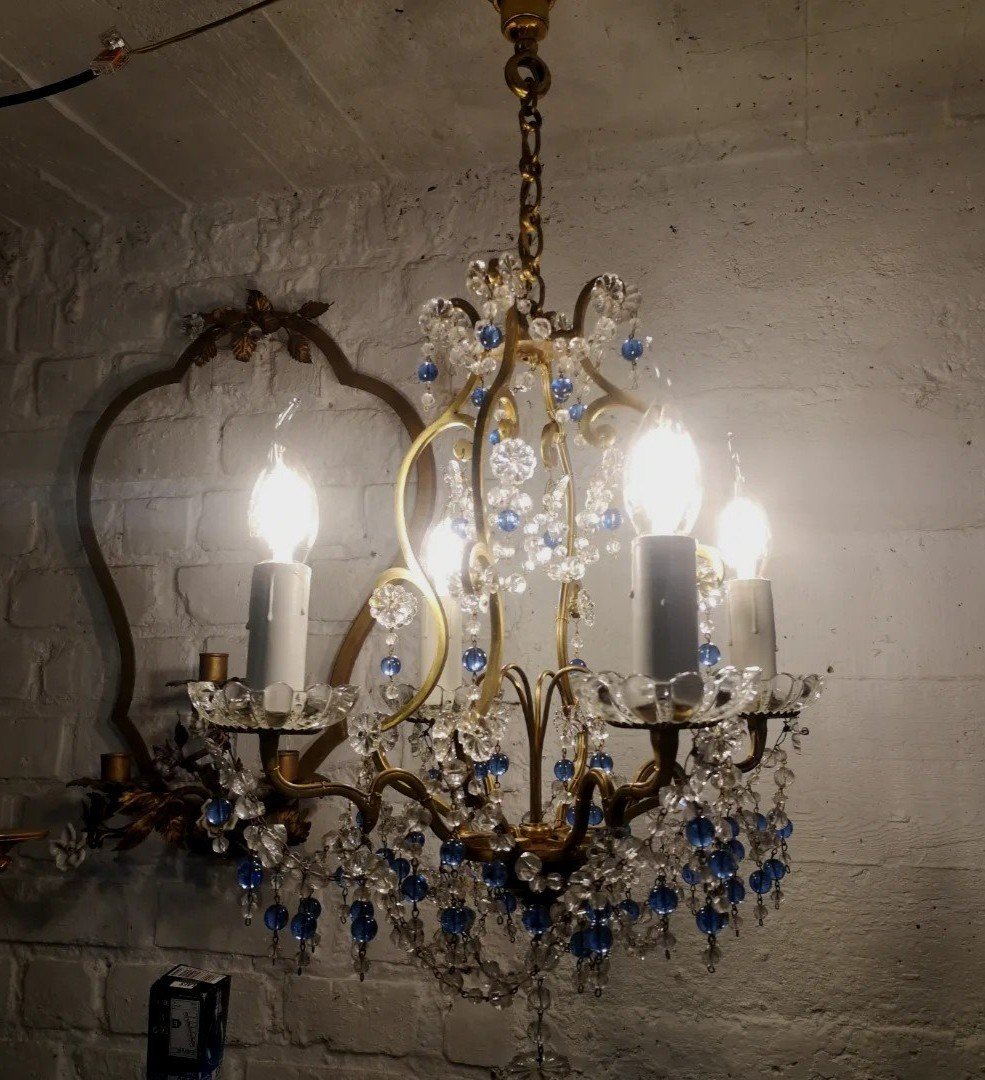 French Romantic Baroque Style Light Fixture Circa 1950