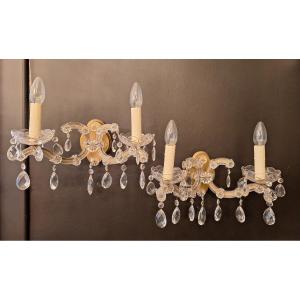 Pair Of Marie Thérèse Crystal Tassel Wall Lights 