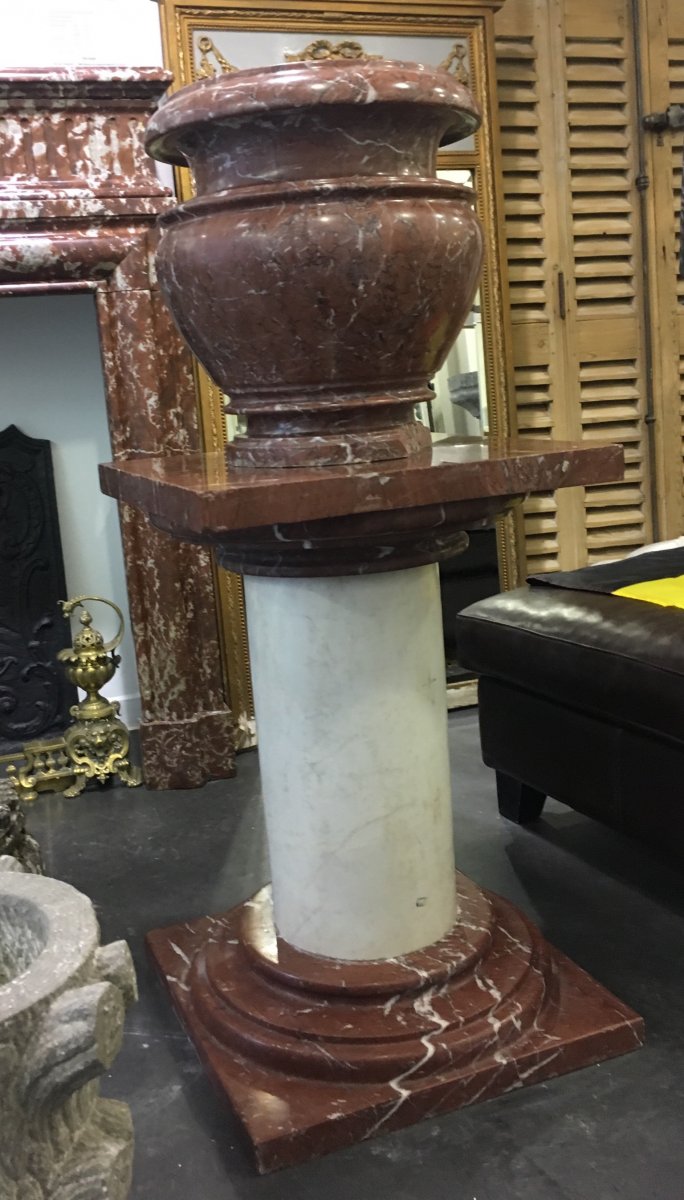 Pair Of Marble Washbasins On Column-photo-2