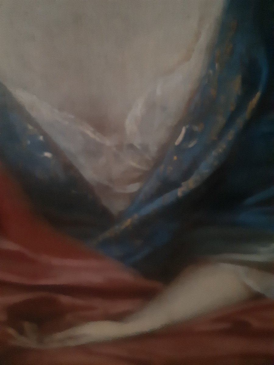 Portrait De Femme à La Robe Bleu dans le goût de Nicolas de Largillierre-photo-4