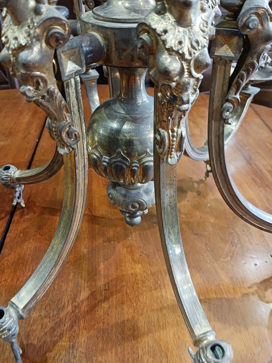 19th Century Gilt Bronze Chandelier-photo-2