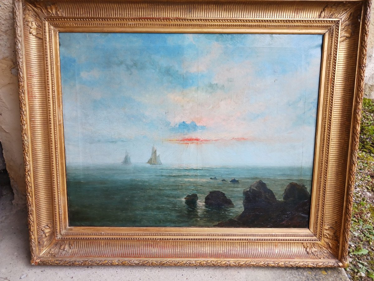 Grande Huile Sur Toile XIXe Siècle 