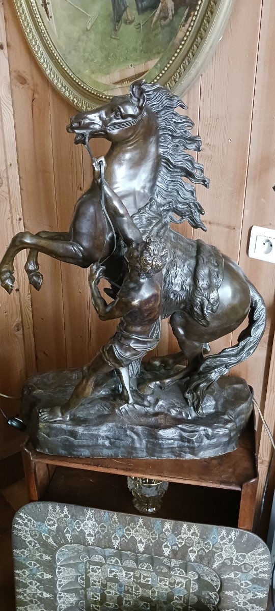 Important Bronze 'les Chevaux De Marly' From The 19th Century