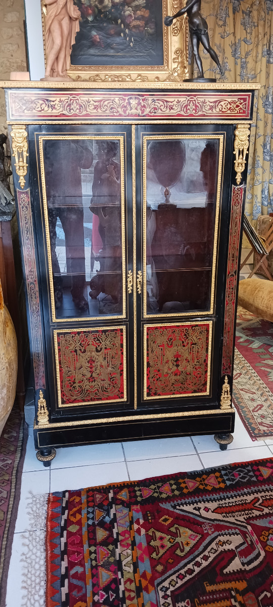 Bibliothèque  En Marqueterie Boulle d'époque Napoléon III